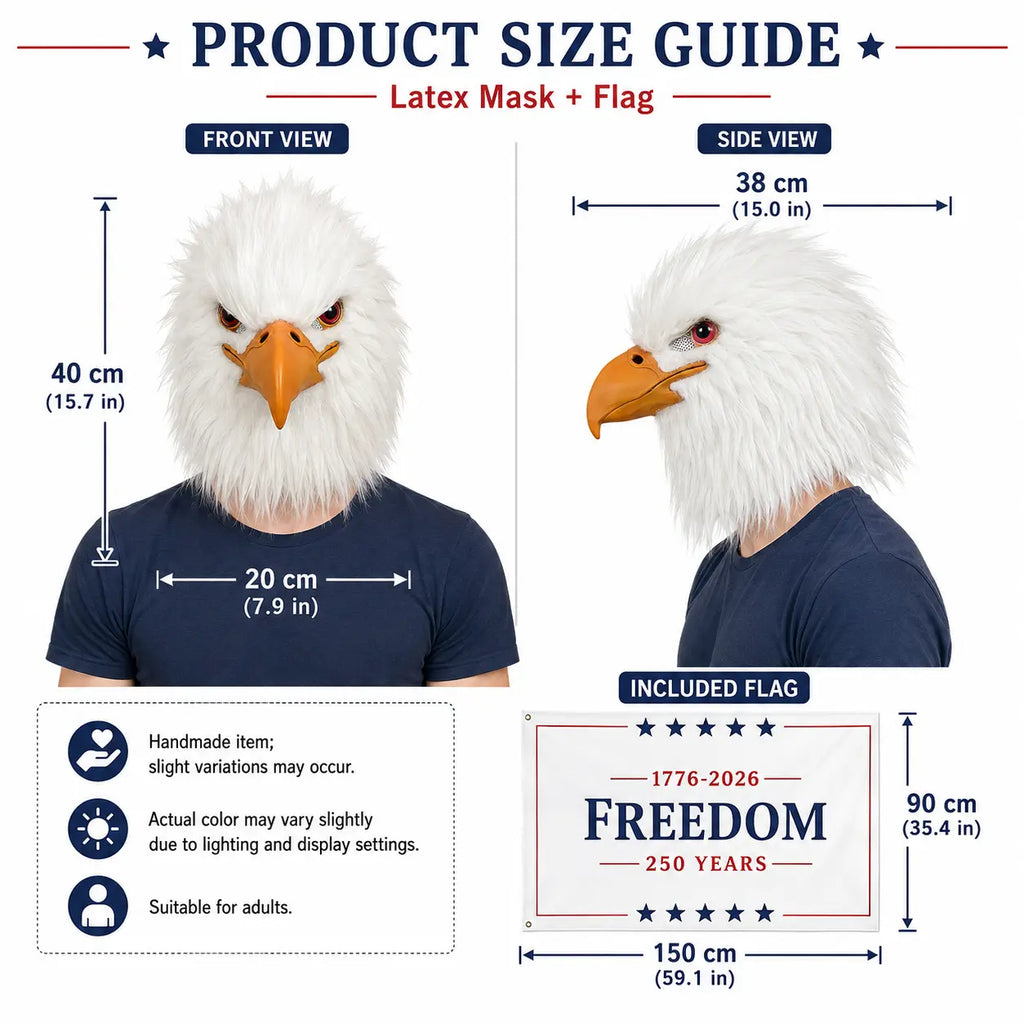 Patriotic Eagle Latex Mask for Fourth of July Halloween and Party Cosplay