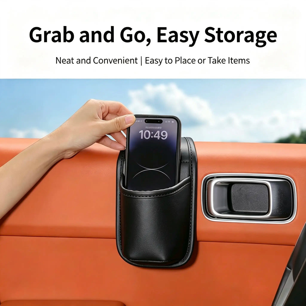 2-Layer Leather Car Door Pocket – Scratch-Proof & Residue-Free Storage Organizer
