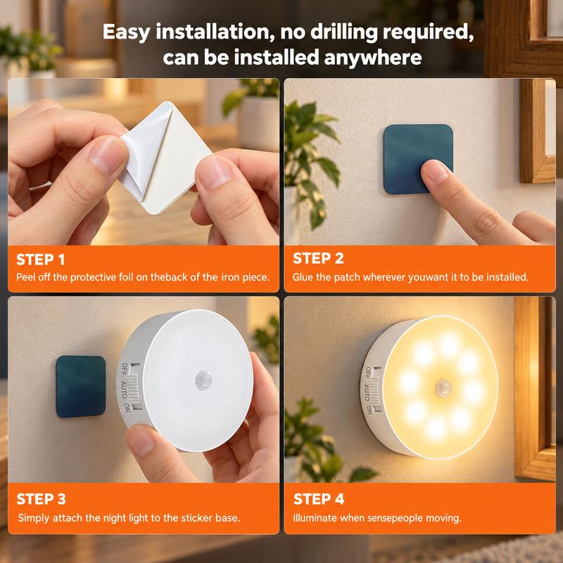 USB Rechargeable Motion Sensor Magnetic Night Light for Kitchen & Closet