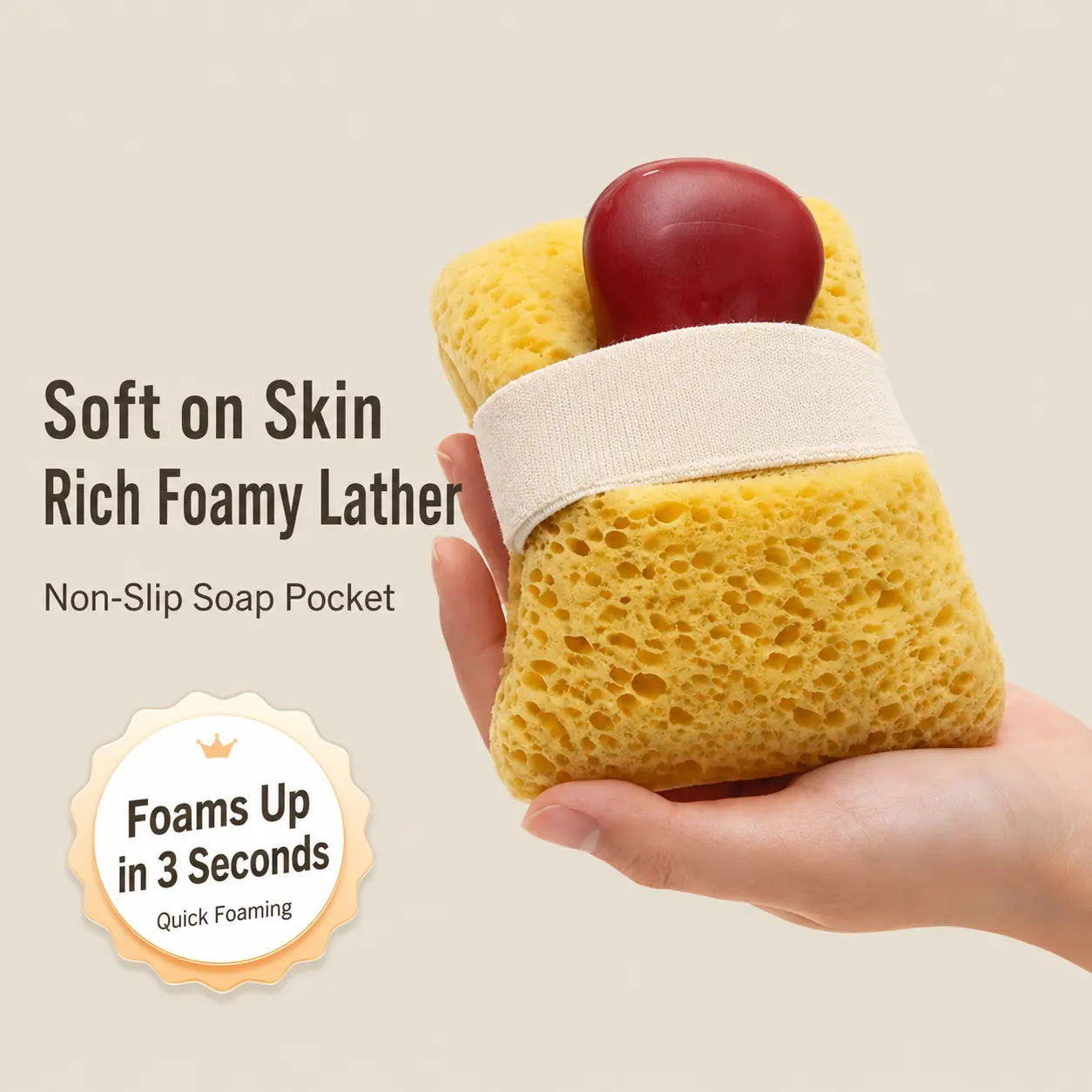 2Pcs Soft Bath Sponge with Soap Pocket, Quick Foaming Shower Scrub Sponge for Smooth Skin & Daily Body Cleaning