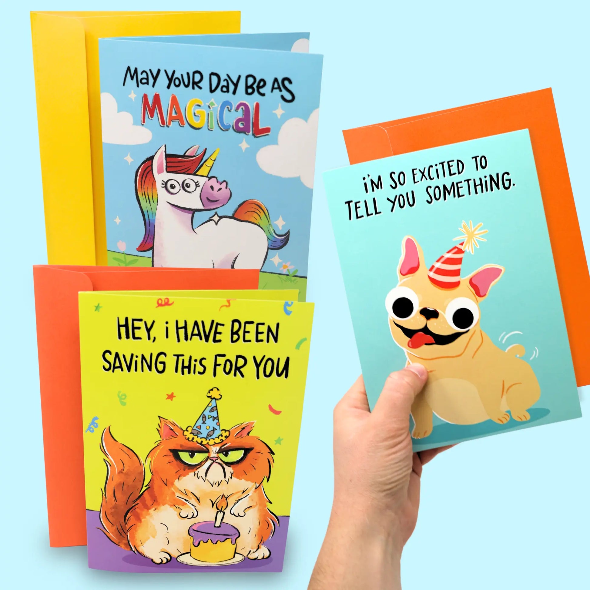 Farting Birthday Card - Farting Dog, Cat & Unicorn - Funny 3D Gag Gift for Men, Women & Kids - Shakes & Farts with Sound, Up to 2,000 Plays - Novelty Greeting Card with Envelope - Birthday Card