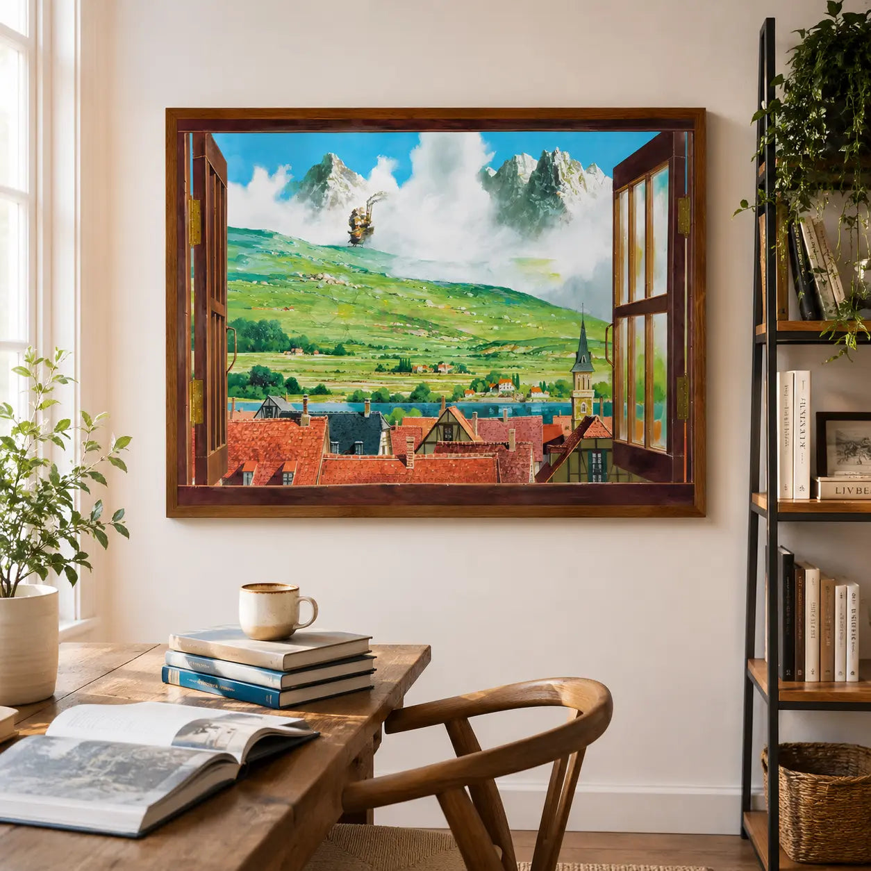 Howl's Moving Castle Art Print, Studio Ghibli Inspired, Anime Wall Art, Hayao Miyazaki Inspired - POSTER NO FRAME