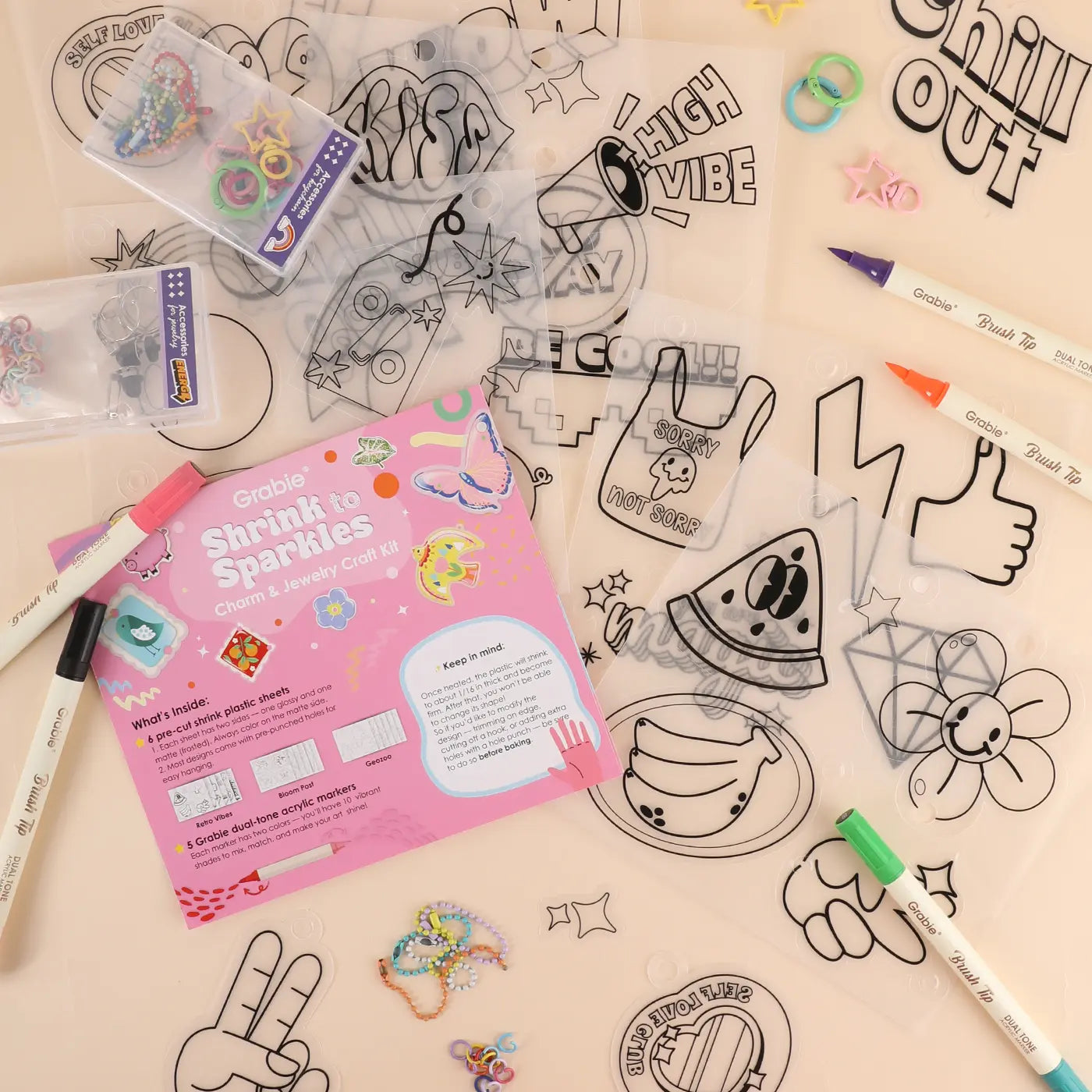 Grabie Shrink to Sparkles Craft Kit, gift for valentines's day, Shrinky Dinks, Retro Style, Vintage Style, TiktokShopSpringGlowUp, RefreshedLook