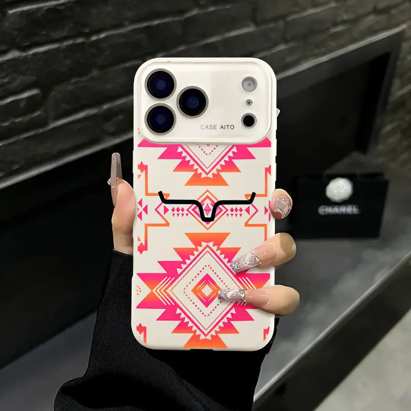 Western Bull Horn Aztec Geometric MagSafe Case – Gradient Ethnic Tribal Shockproof Cover for iPhone 17 Pro Max