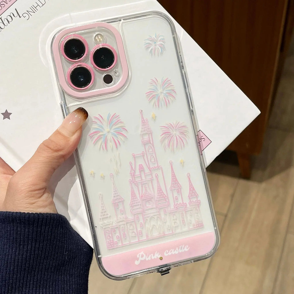 LED Fantasy Castle Fireworks Acrylic Phone Case – Aesthetic Shockproof Cover for iPhone 17 Pro Max