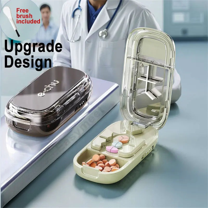 3-in-1 Compact Splitter Pill Dispenser – Portable ABS-PC Healthcare Case for All Tablet Sizes