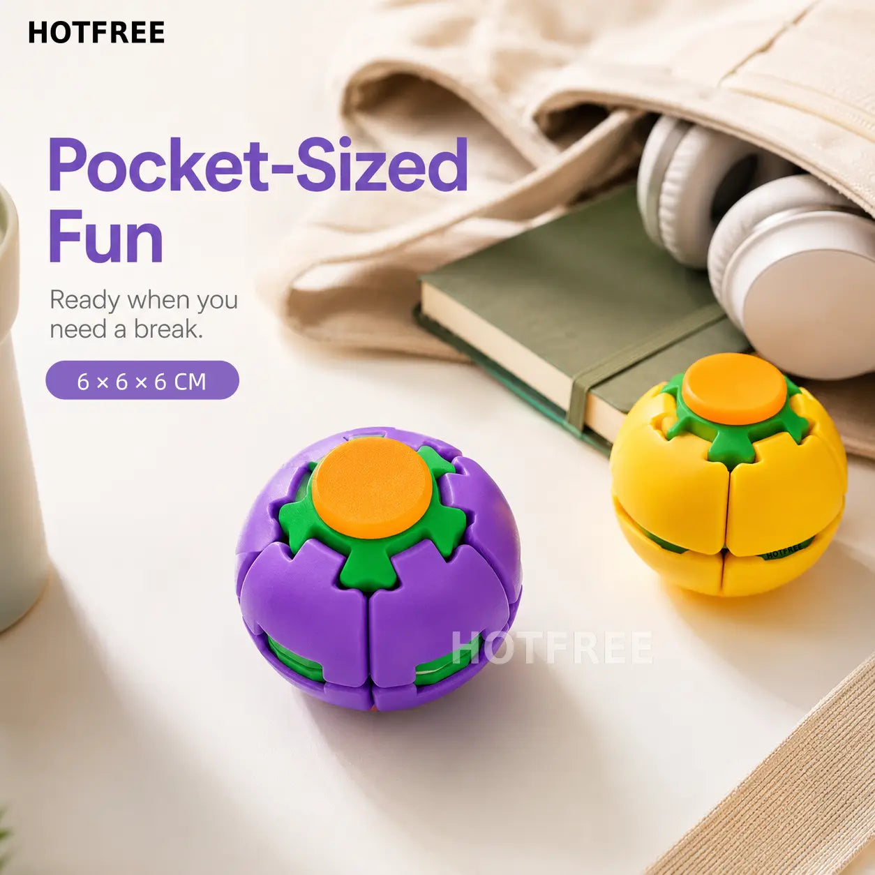 Hotfree 3D Printed Fidget Gyro Ball – Smooth Spinning Stress Anxiety Relief Desk Gadget
