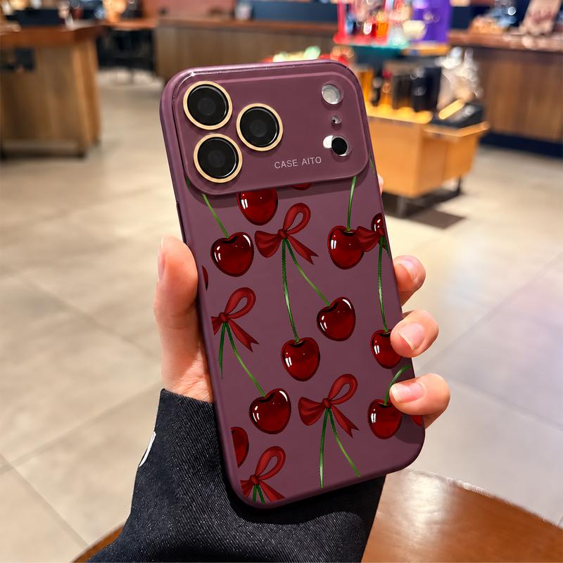 Coquette Cherry Bow Clear Case for iPhone 18 Pro Max – Trendy Cherry Aesthetic Phone Cover