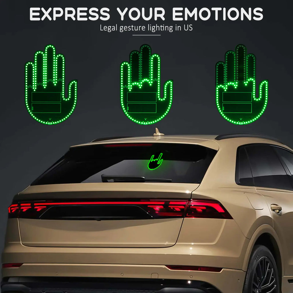 DIBMS Remote Control LED Car Gesture Light – Rechargeable Finger Hand Sign for Rear Window