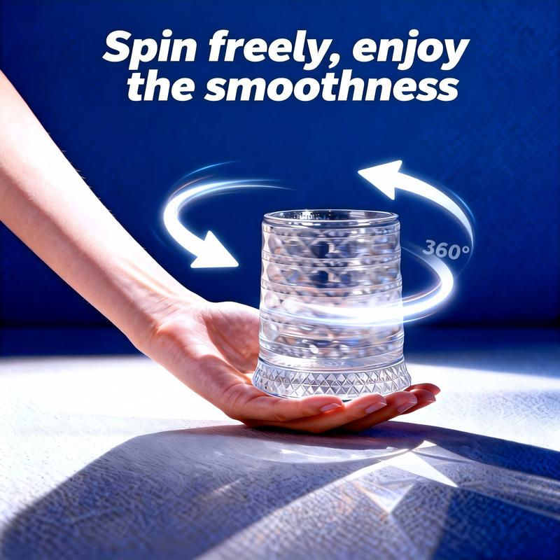 Star-Cut Rotating Crystal Glass - Elegant 360° Spinning Whiskey Tumbler