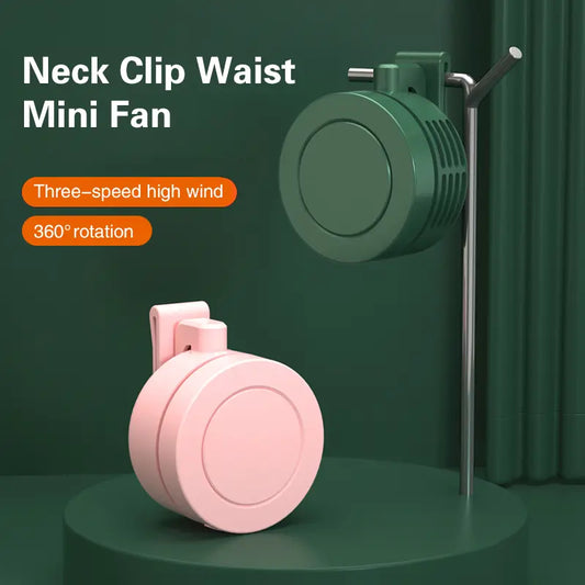Mirror Finish Wearable Mini Bladeless Fan, 360° Rotating, Clip-On, 3 Speeds, Ultra-Quiet, Portable for Shirt, Waist, Neck