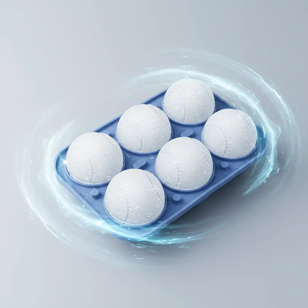 3D Baseball Stitch Ice Cube Mold: 6-Cavity Food-Grade Silicone Tray