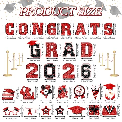 2026 Graduation Car Magnets Congrats Grad Magnetic Bumper Stickers Refrigerator Decals Senior Car Decorations for Car Refrigerator Garage Door