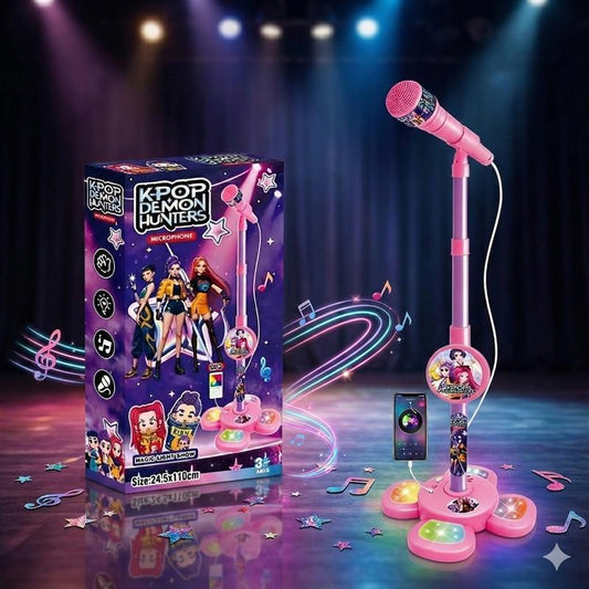 Unleash the Pop Star! K-POP Kids Karaoke Machine - Adjustable Microphone Stand with Light Show