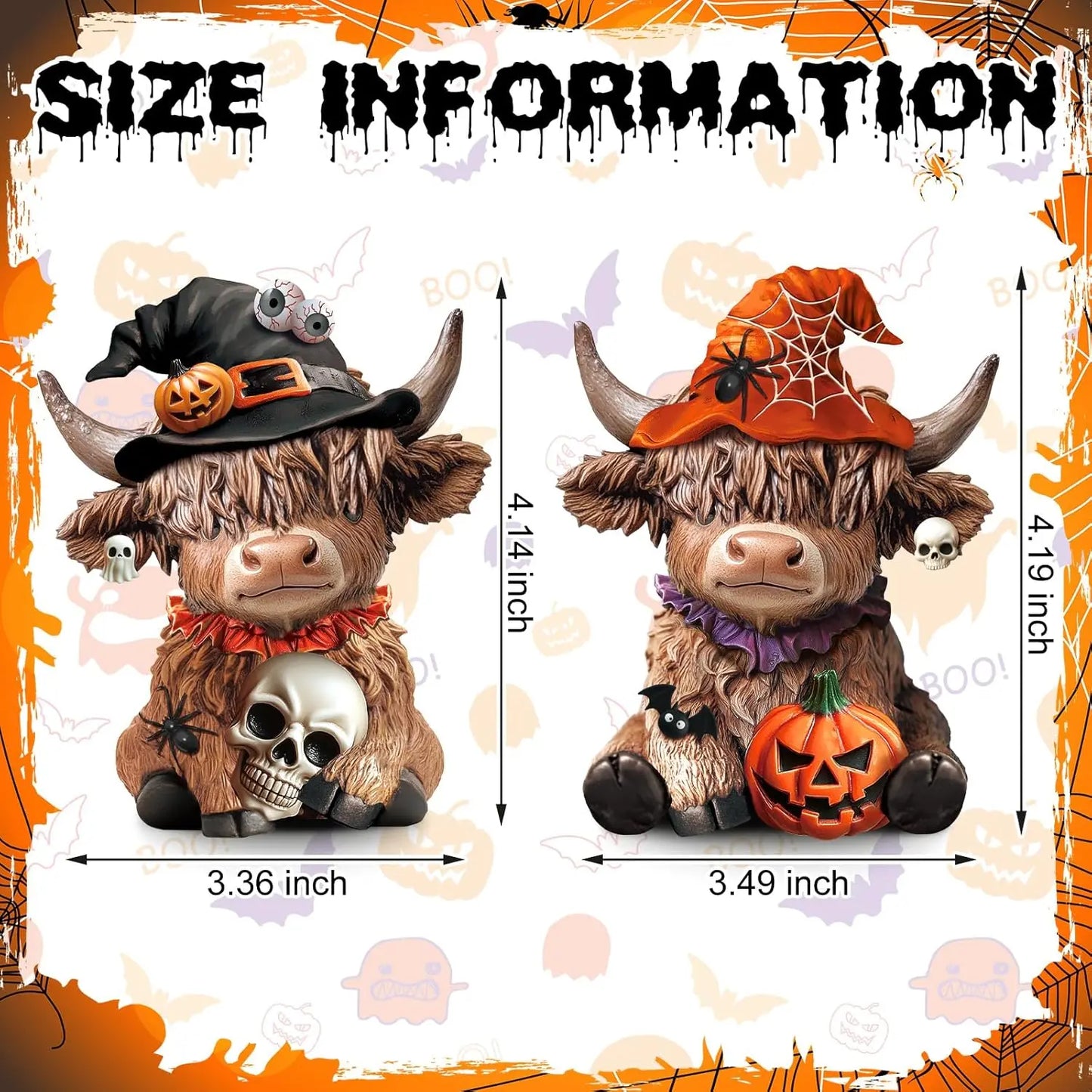 Gejoy Highland Cow Gift Halloween 3D Highland Cow Statue Holiday Seasonal Decoration Scottish Cow Figures Ornaments Gift for Women Men CowBoy Farmer Cattle Lovers, Summer Holiday Party Gift, Bathroom Decor, Housewarming Gift