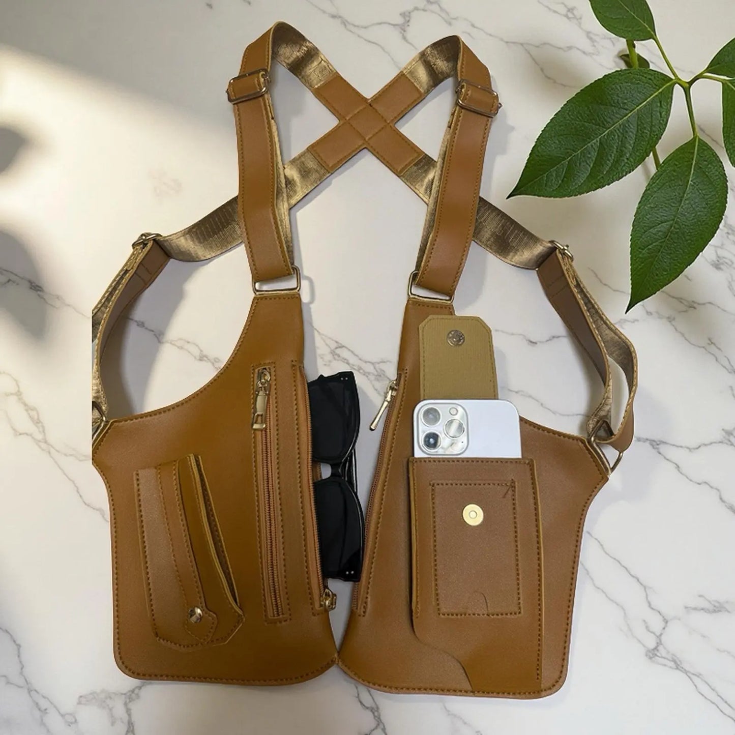 Durable PU Leather Multifunctional Chest Bag