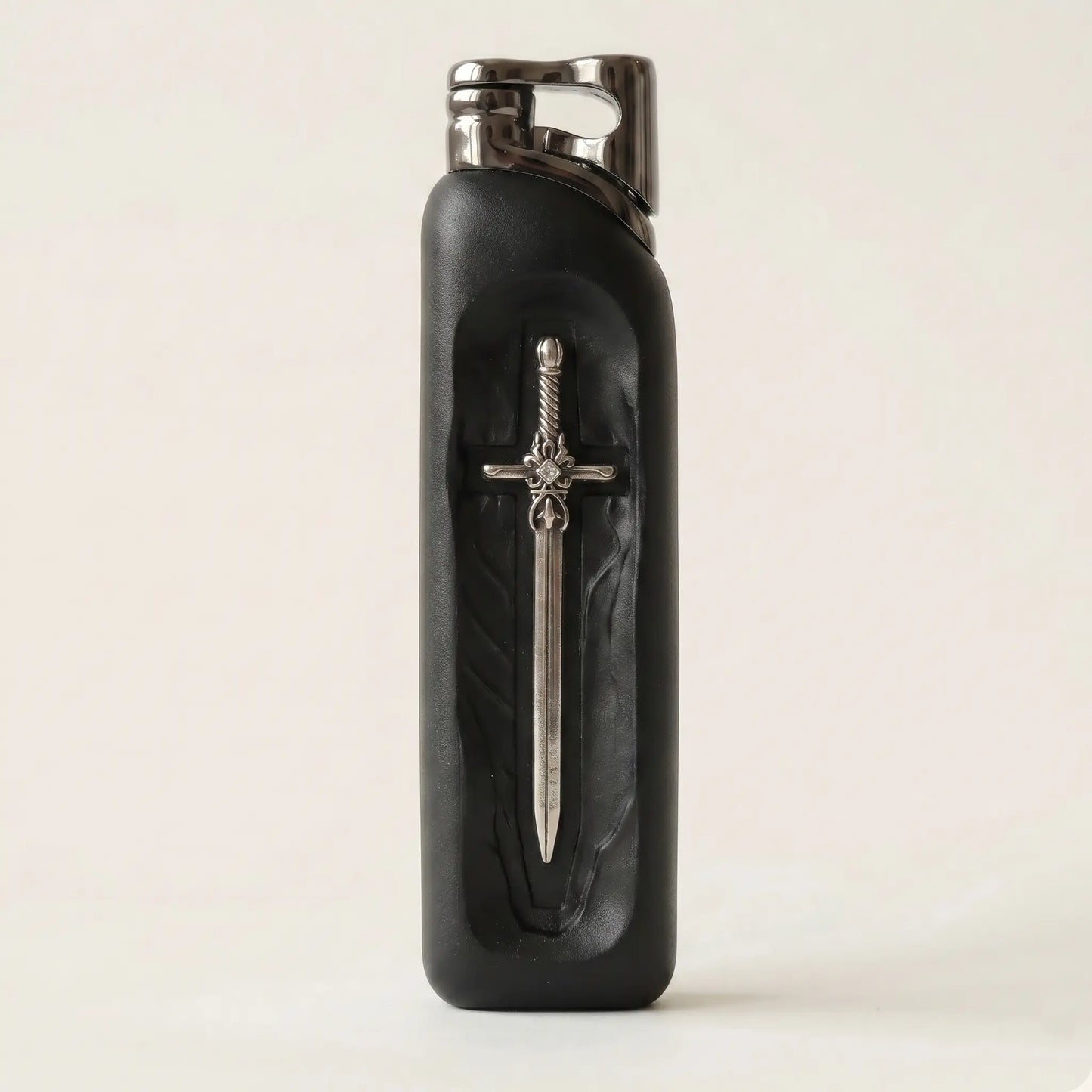 Refillable Butane Lighter with Vintage Sword Embossed Design