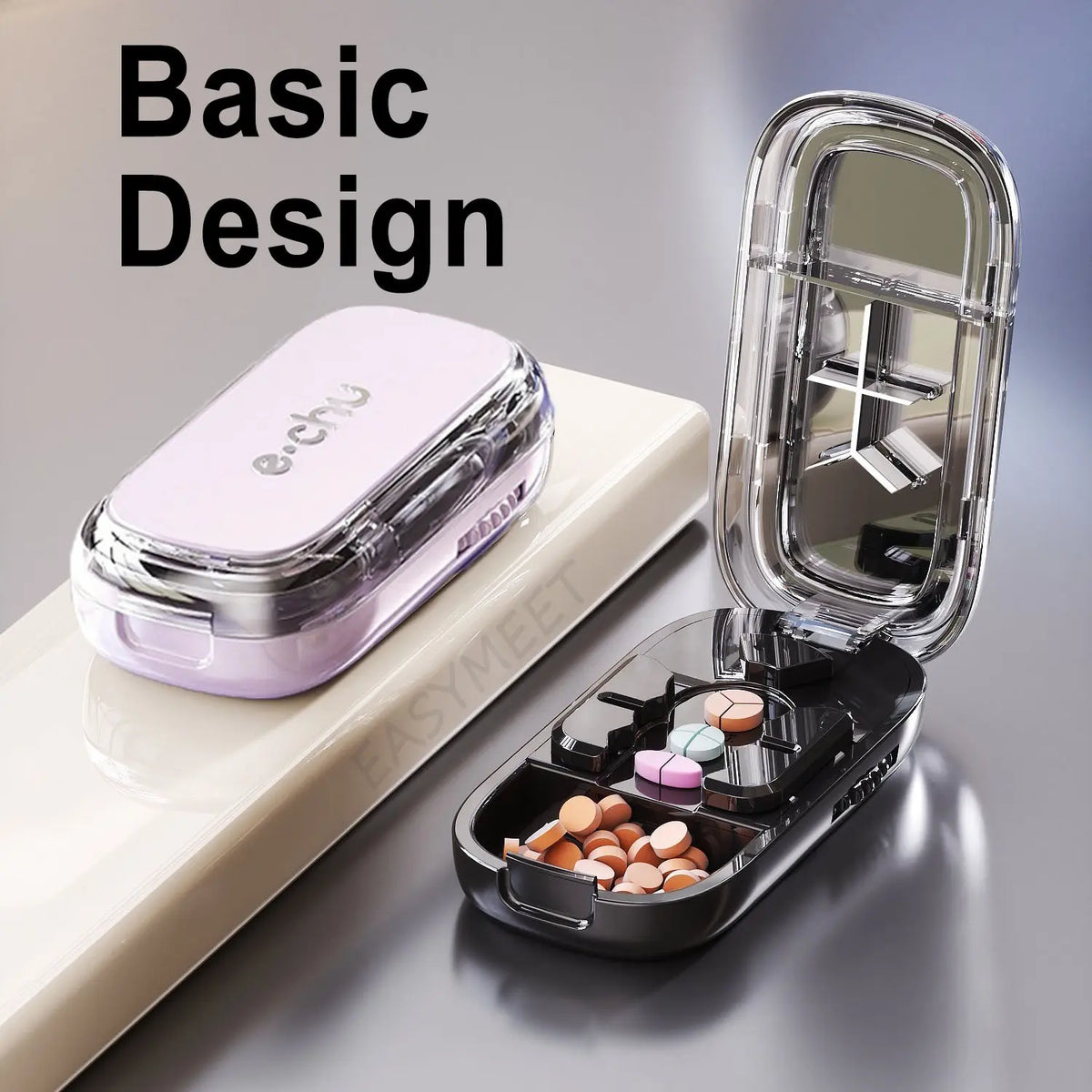 3-in-1 Compact Splitter Pill Dispenser – Portable ABS-PC Healthcare Case for All Tablet Sizes