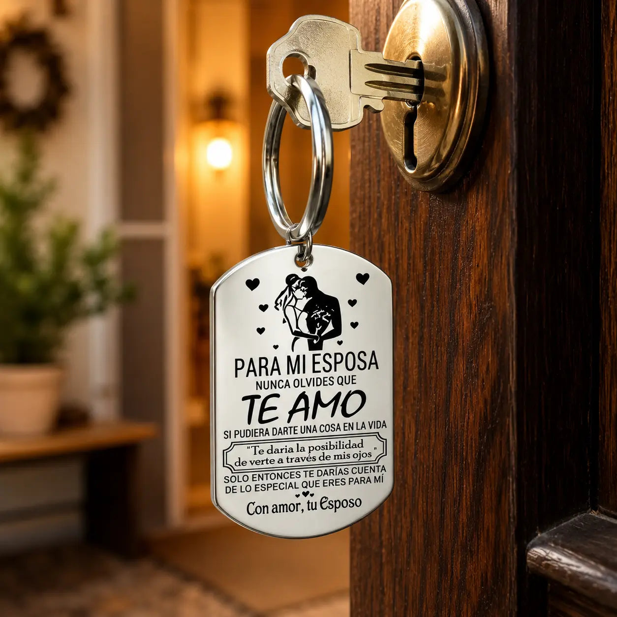 To My Wife Forever Love Keychain, Stainless Steel Keyring,Romantic Husband Gift for Wife, Stainless Steel Love Keepsake Keychain, Anniversary Birthday Gift for Her