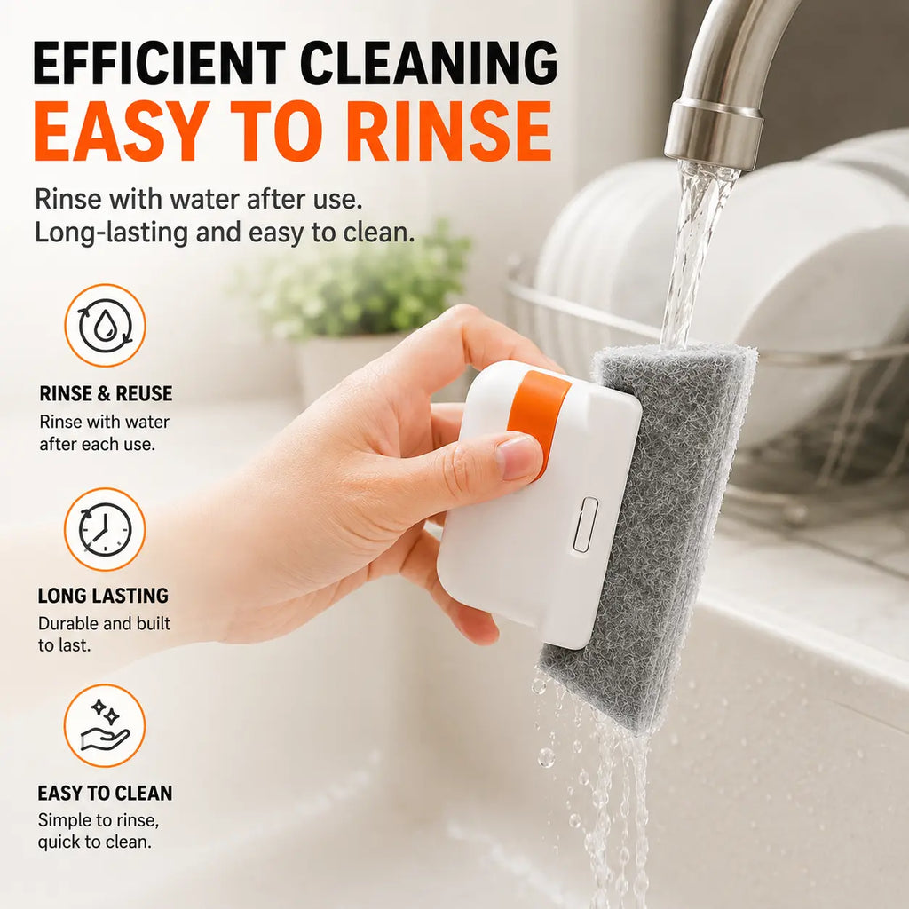 2-in-1 Window Track Cleaner Tool Kit with Built-in Scraper & 2 Replacement Pads