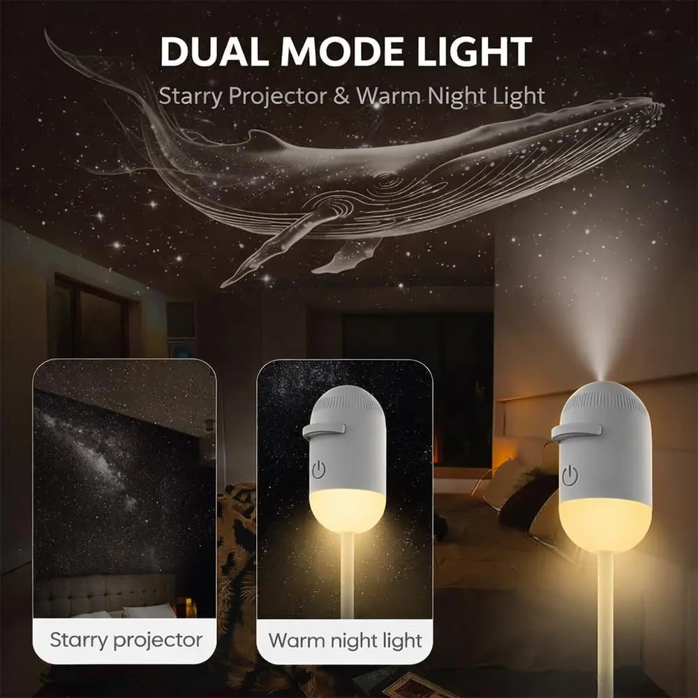 2-in-1 USB Galaxy Starry Sky Projector – Dual-Mode Night Light & Star Projector Light