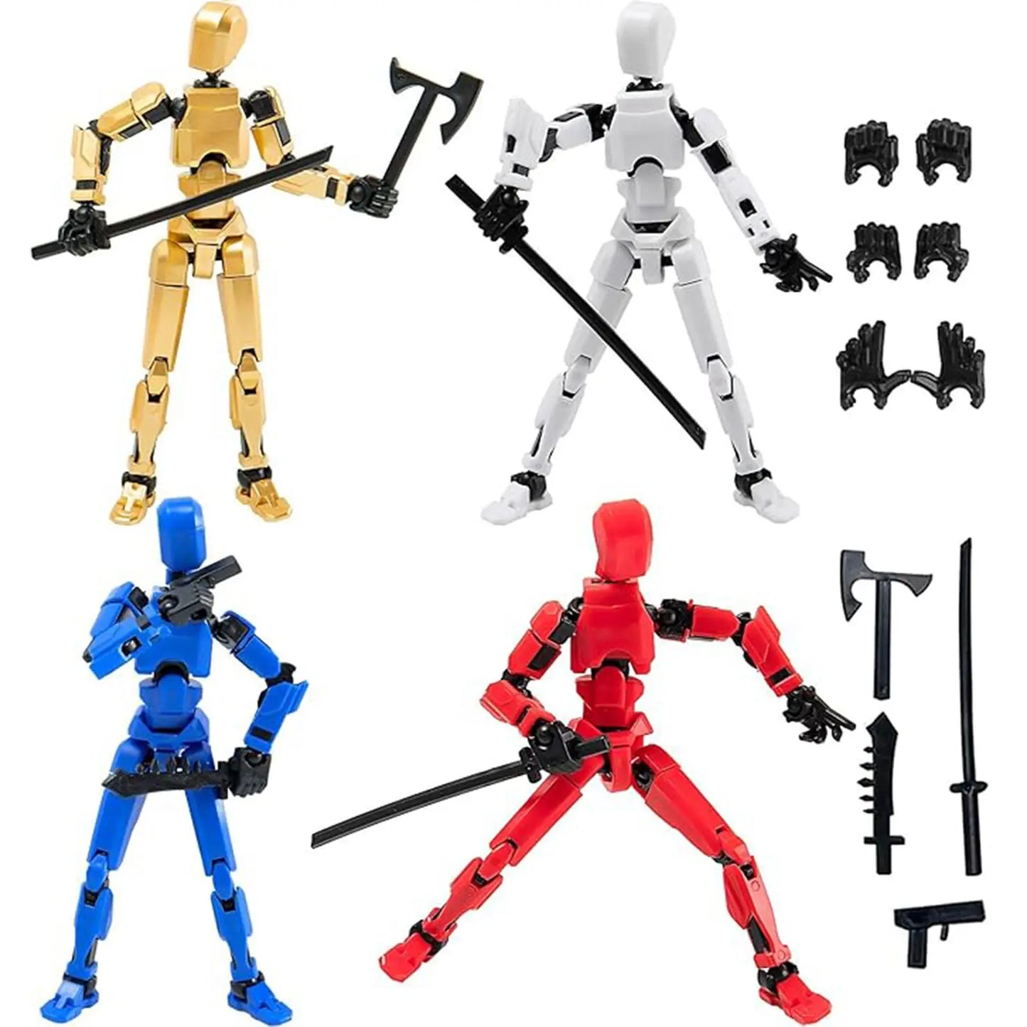 Titan 13 Articulated Action Figure Set (3/4/5-Pc) - Multi-Jointed Robot Toy