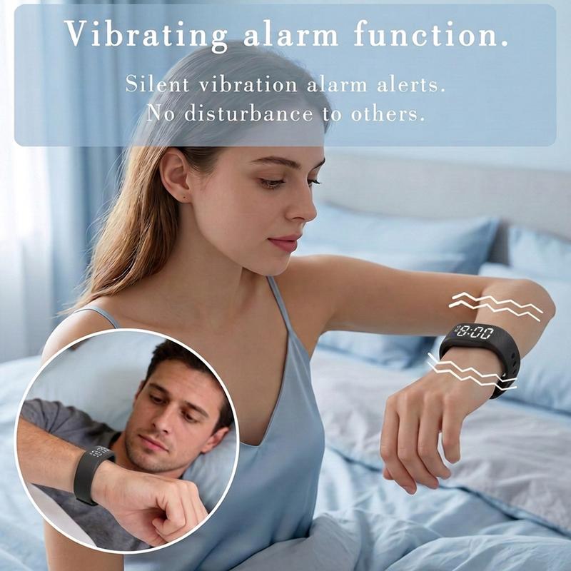 Waterproof Fitness Tracker Band with Step Counter & Silent Alarm – Built-in USB Charging