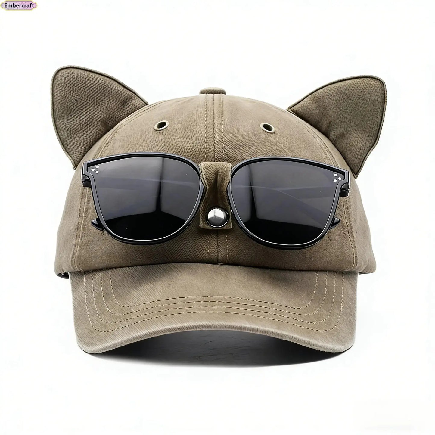 Y2K Cat Ear Trucker Hat with Detachable Sunglasses