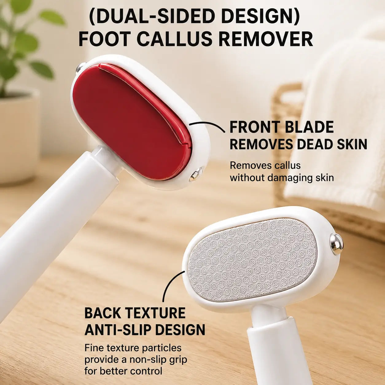Dual-Sided Stainless Steel Foot Callus Remover – Safe Manual Exfoliator Pedicure Tool