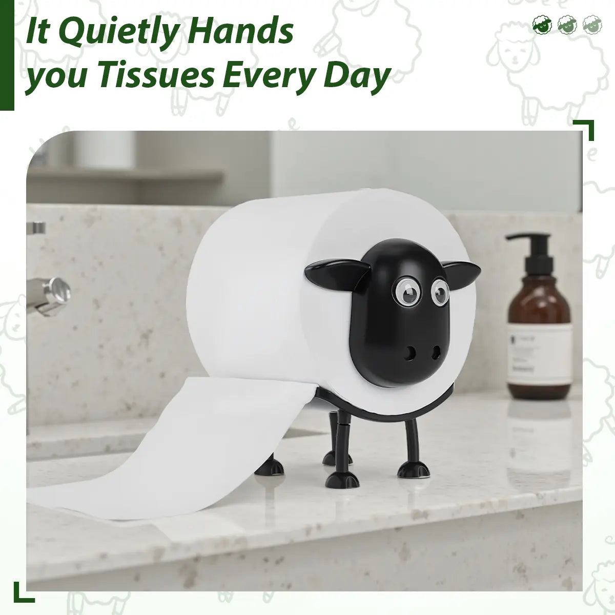 2026 Viral Funny Sheep Tissue Holder 3PCS Set – Cute 3D Printed Toilet Paper & Kitchen Roll Holder, Quirky Home Decor, Must-Have Household Essentials