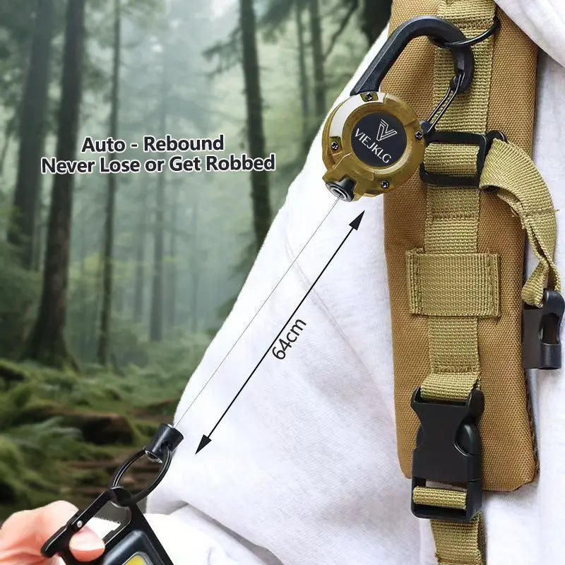3 In 1 new multifunctional Retractable Pull Reel Carabiner Keychain, Strong Steel Wire Rope Buckle,Outdoor Sport Keychain Tool keychain  accessories