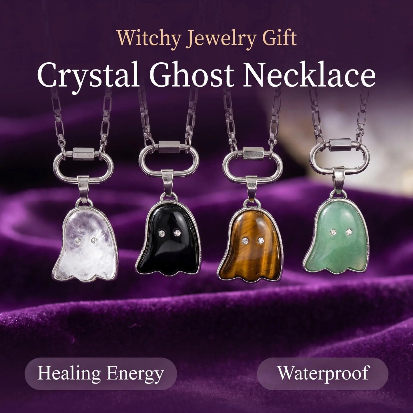 Crystal Ghost Pendant Necklace – Gothic Witchy Jewelry
