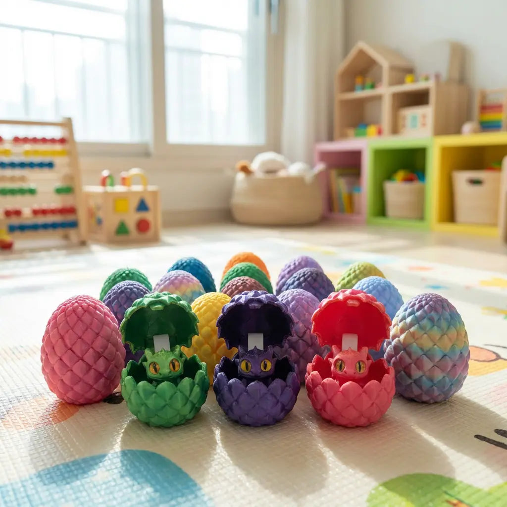 Easter Dragon Eggs, 3D-Printed Dragon Egg Set,10 Pack Pre-Filled, Mini Dragon Toy Inside, 1.77", Egg Hunt, Goodie Bag Fillers, Party Favors, Classroom Rewards (Ages 6-8)