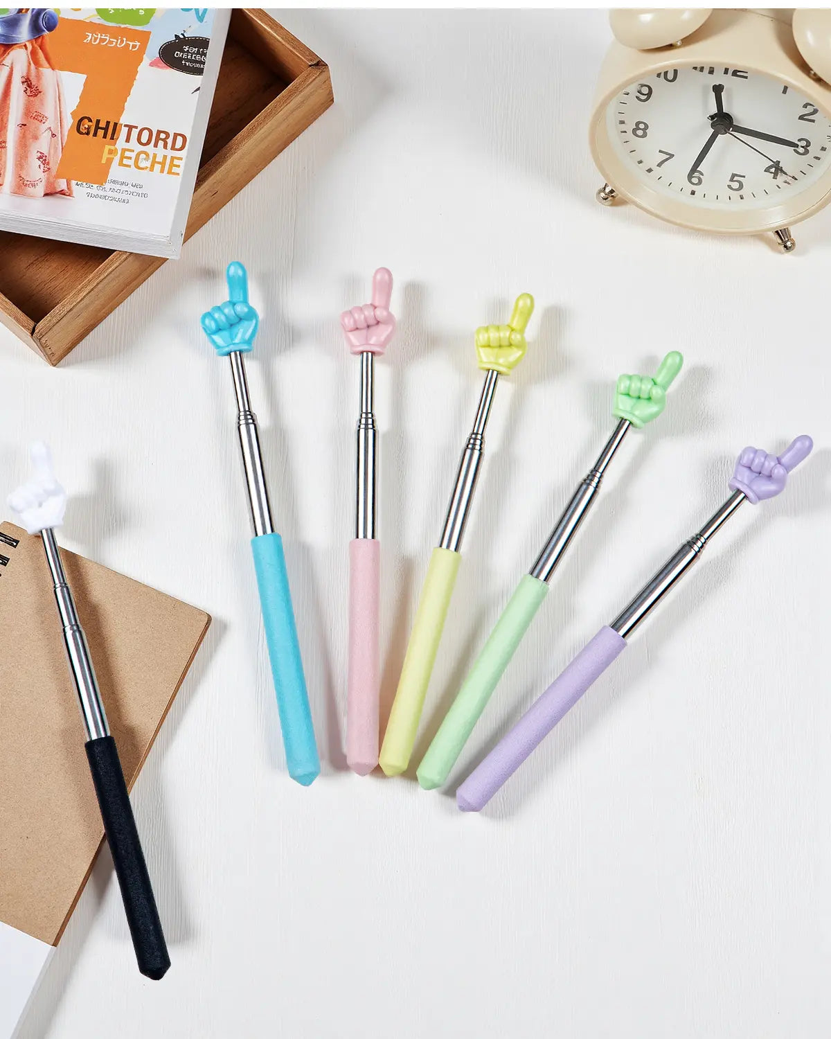 6PCS Extendable Finger Pointer Sticks for Classroom