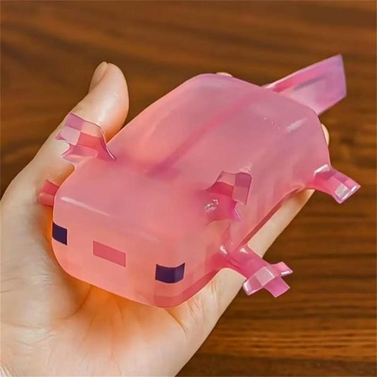 Axolotl animal-shaped squishy toy, a popular internet trend, a stress-relieving gift and gadget.