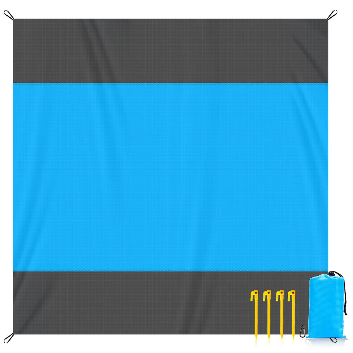 Striped Waterproof Beach Blanket, Lightweight Sandproof Picnic Mat for Travel & Camping