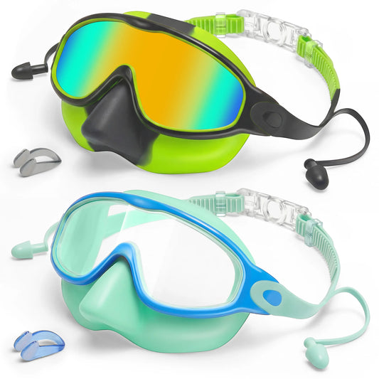Swim Goggles 2 Pack – Nose-Cover Design for Kids