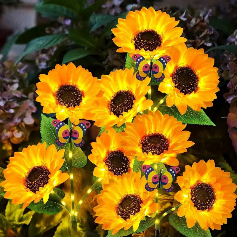 VITYAZI 2/4/8pcs Solar LED Sunflower Garden Lights Realistic Night Glow for Yard Lawn Patio Porch Decoration Waterproof IP65 Energy Efficient Outdoor Lighting Durable Plastic Flowers Upgraded Solar Panels VITYAZI