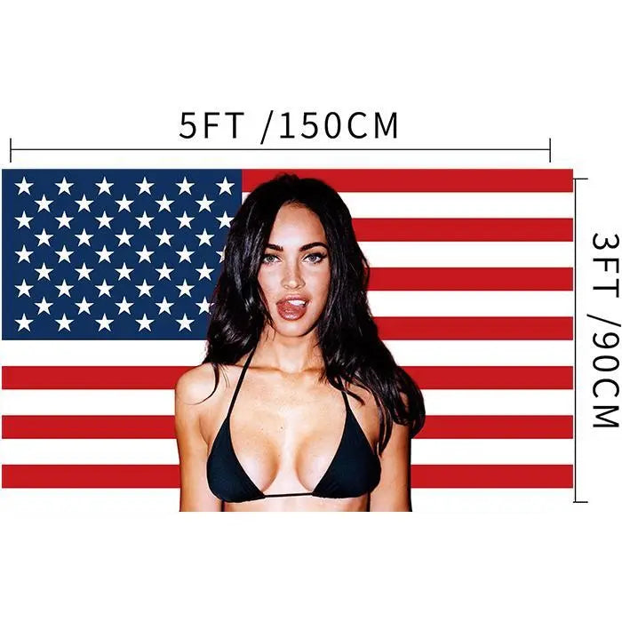 Megan Fox Themed 3x5Ft Durable Fabric American Tapestry Banner - 4 Brass Grommets for Wall Hanging, Men's Room Decor, Oddities Home Decor, Home Supplies
