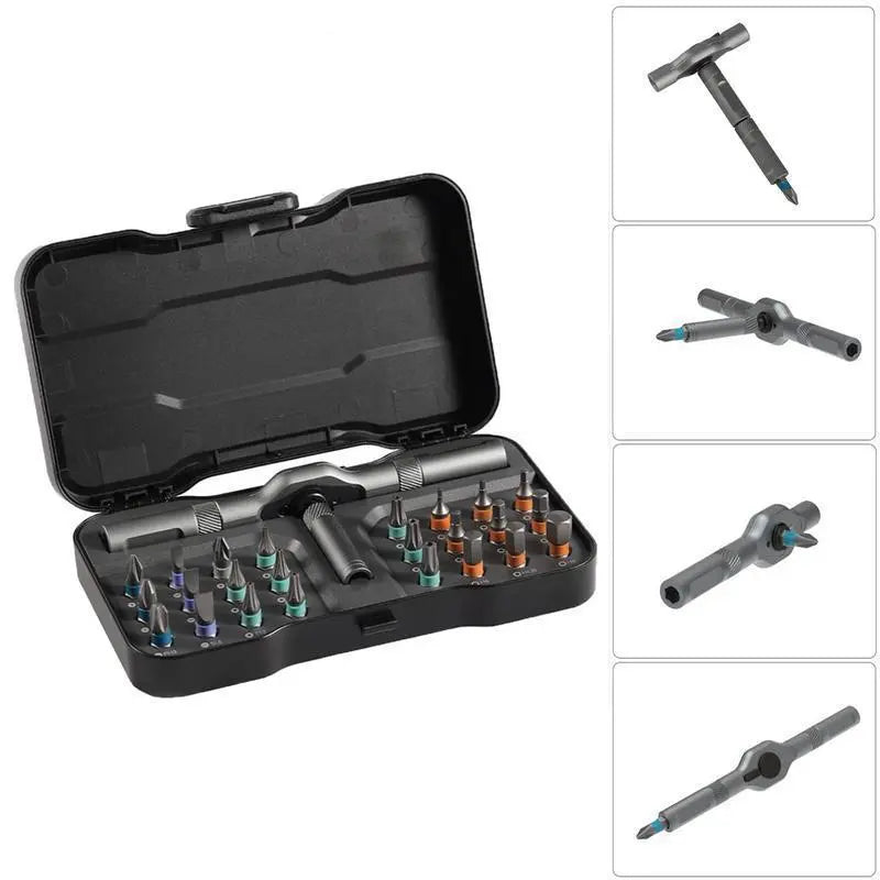 SEESE 24-in-1 Magnetic Ratchet Screwdriver Set – Compact Portable DIY Home Repair Tool Kit