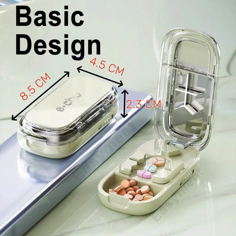 3-in-1 Compact Splitter Pill Dispenser – Portable ABS-PC Healthcare Case for All Tablet Sizes