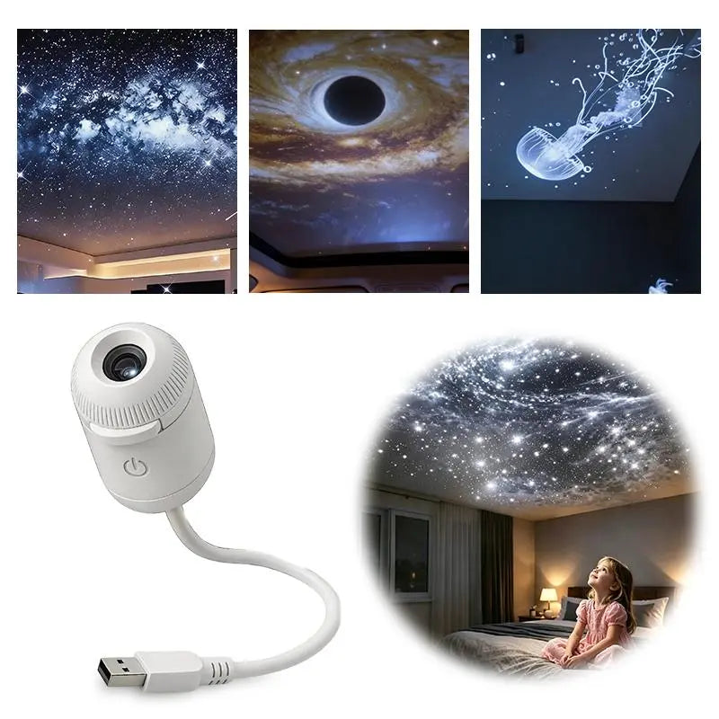 USB starry night light, suitable for home scenes, small footprint, clear projection. Usb Charging Lampara Usb C Rechargeable