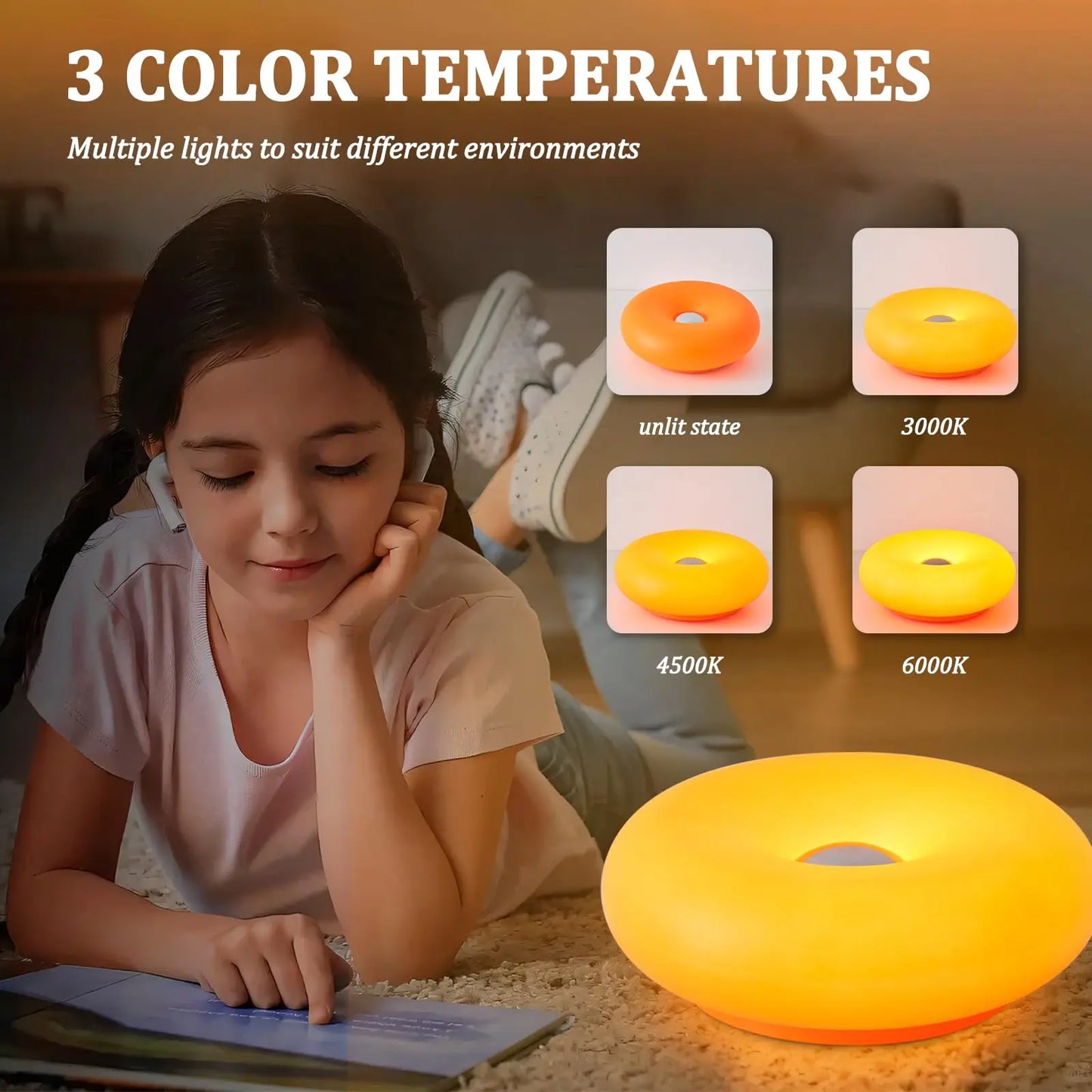 Aesthetic Doughnut LED Night Lamp – Easter Decor 2026-Cozy Ambient Light, Touch Control,Warm Color tiktokshopbacktoschool