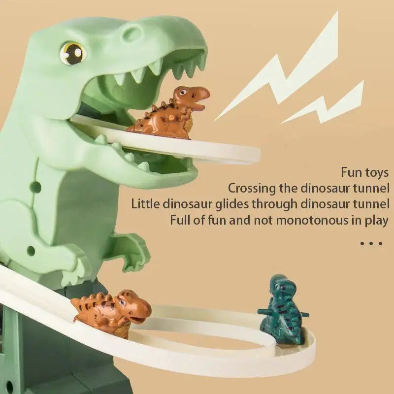 Electric Dinosaur Stair Climbing Toy, Automatic Slide Track Playset with 6 Dinosaur Cars, Educational Interactive Racing Toy for Kids, Ideal Holiday Birthday Gift
