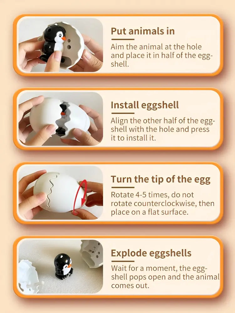 "The Great Hatch" Wind-Up Surprise Easter Eggs - Hilarious Hopping Dinosaur & Animal Party Favors