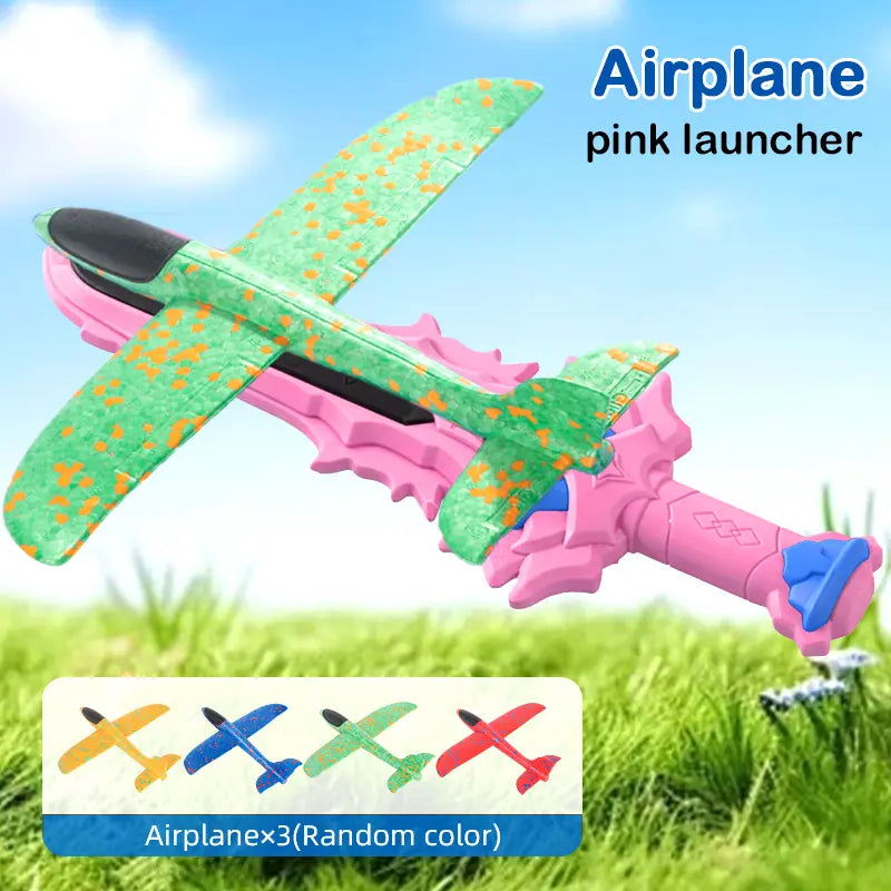 Foam Glider Airplane Launcher Toy for Kids 9.45-inch Airplane with 2 Flight Modes