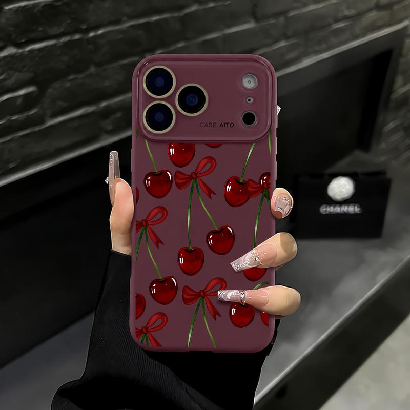 Coquette Cherry Bow Clear Case for iPhone 18 Pro Max – Trendy Cherry Aesthetic Phone Cover