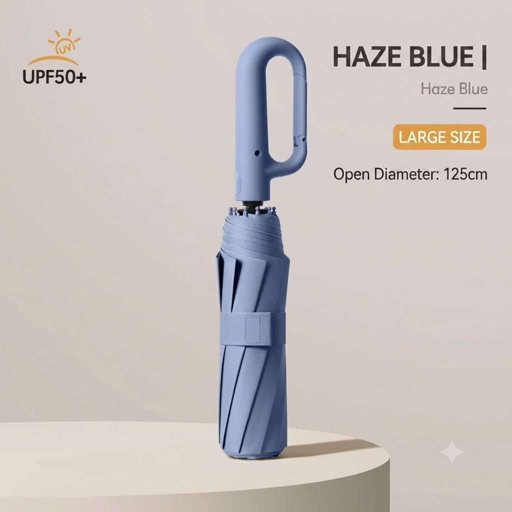 Automatic Folding Umbrella,  Portable Rain Umbrella with Loop Buckle, Windproof & Waterproof Umbrella for Men & Women