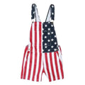 Men's and Women's American Flag Denim Overalls Stretch Shorts, Patriotic