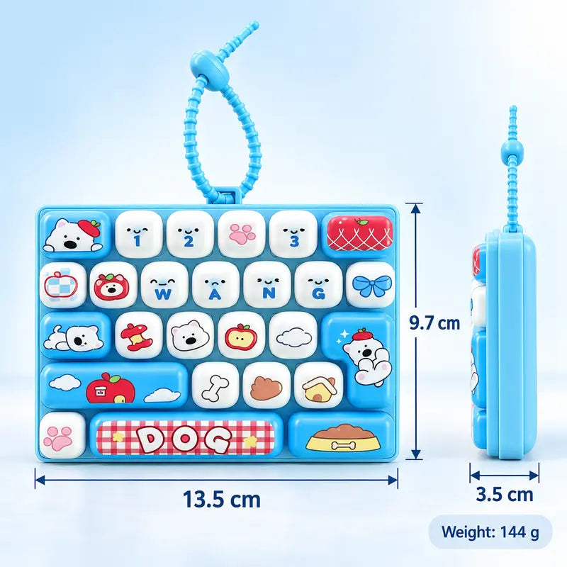 26-Key Mini Fidget Keyboard Keychain – Portable Sensory Stress Relief Toy & Cute Backpack Accessory